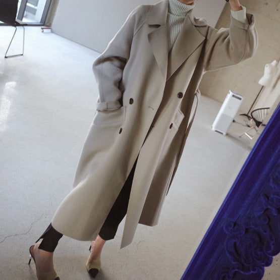 Manteau en cachemire à col à revers pour femme