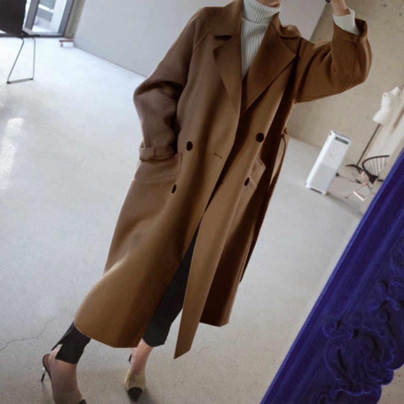 Manteau en cachemire à col à revers pour femme