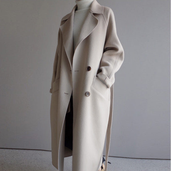 Manteau en cachemire à col à revers pour femme