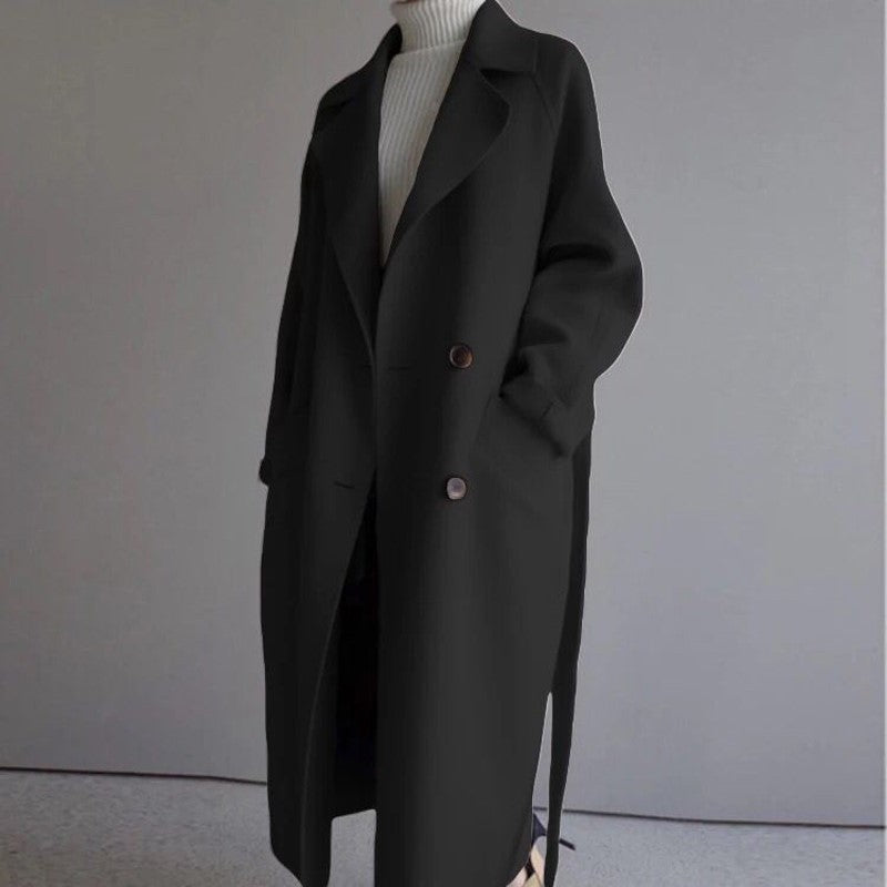 Manteau en cachemire à col à revers pour femme
