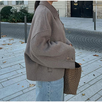 Manteau court décontracté à col polo