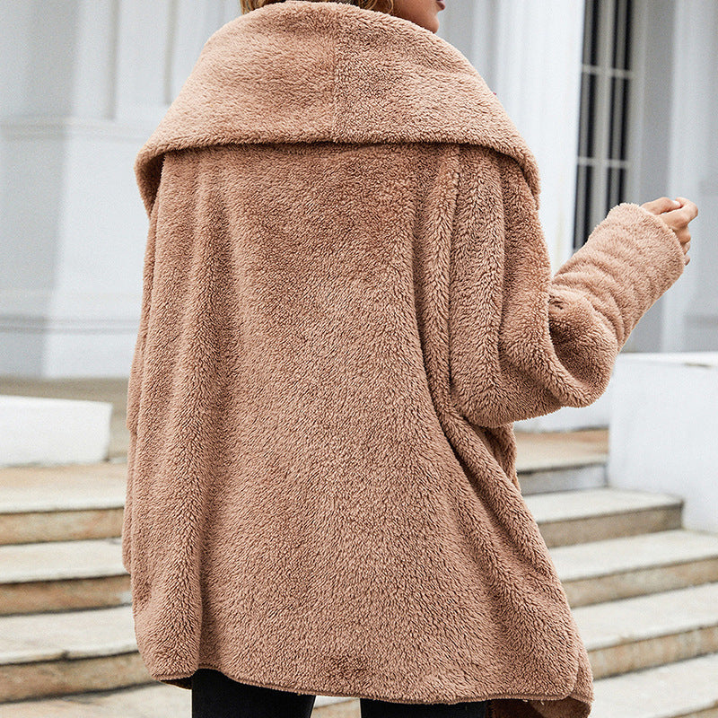 Manteau tendance à manches longues en peluche double face