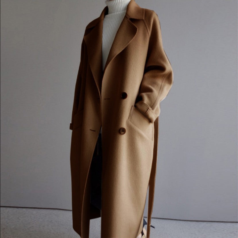 Manteau en cachemire à col à revers pour femme