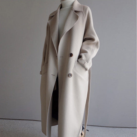 Manteau en cachemire à col à revers pour femme