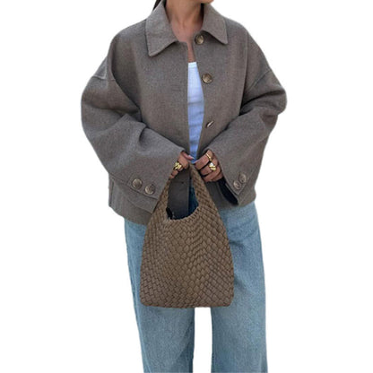 Manteau court décontracté à col polo