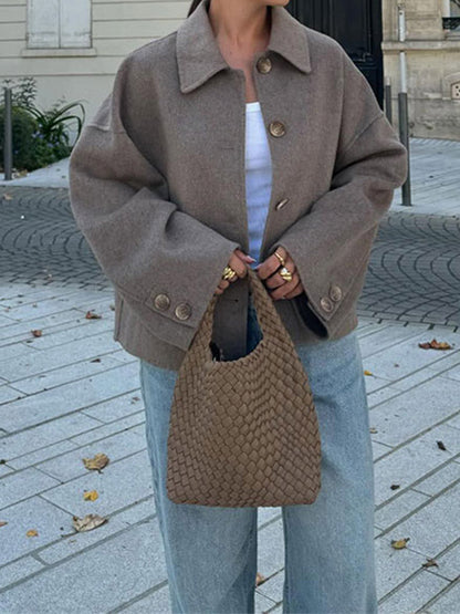 Manteau court décontracté à col polo