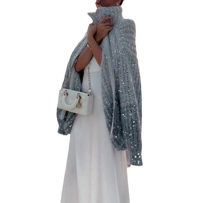 Pull Zippé Élégance Brillante à Sequins